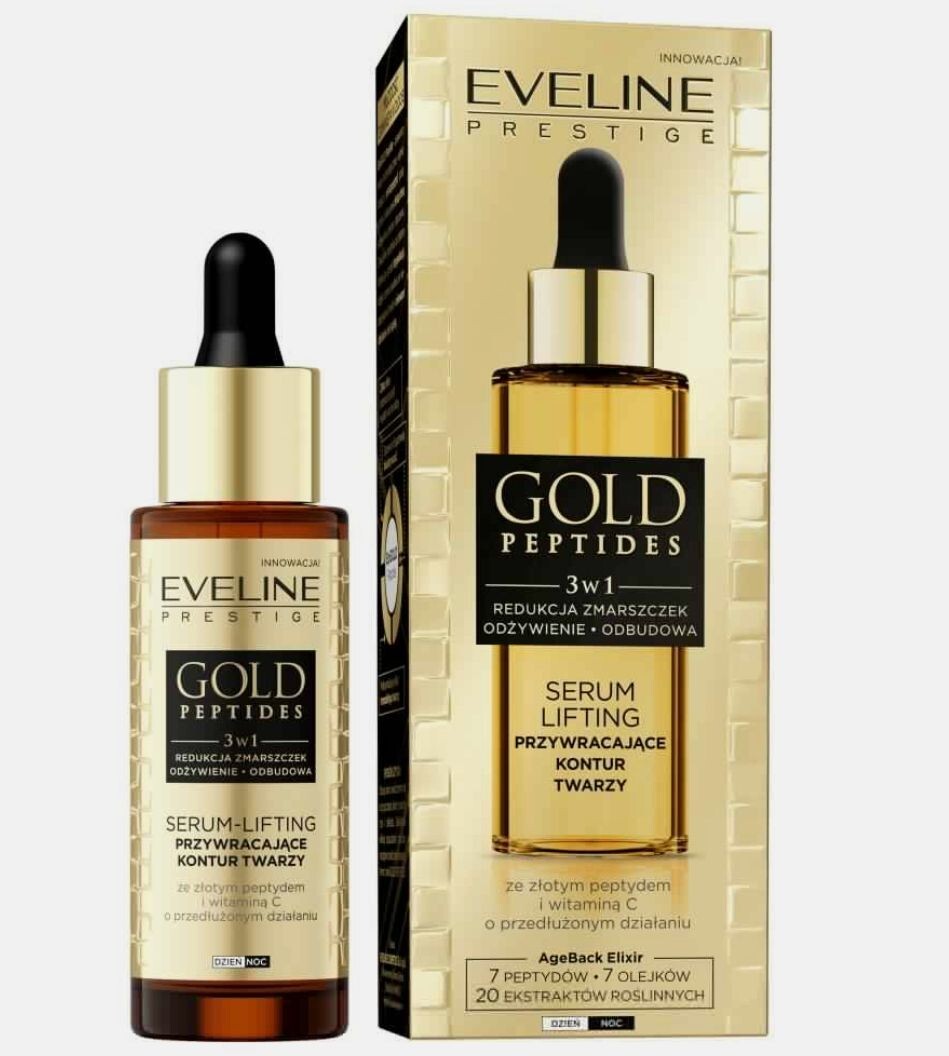 Eveline Gold Peptides 3in1 Face Serum-Lifting Wrinkle Reduction Vitamin C , 30ml