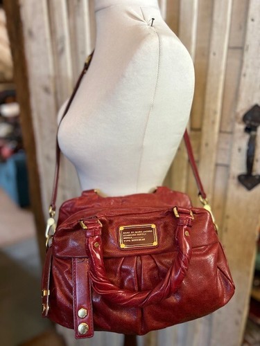 Tolle Marc Jacobs Umhängetasche tiefrot gewaschenes Leder mehrere Riemen Cross Body - Bild 2 von 11