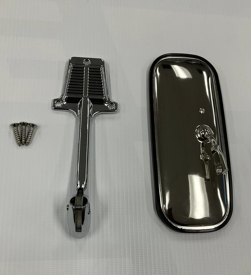 Хромированное зеркало заднего вида и кронштейн для салона грузовика Chevy/GMC C10 1960-71 годов выпуска новые - Изображение 3 из 4