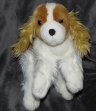 TOYS R US STUFFED PLUSH WHITE BROWN COCKER SPANIEL DOG PUPPY 2010 12"