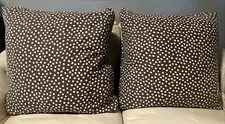2 Euro Size Down Feather Accent Pillows Brown W White Polka Dots 26x26”