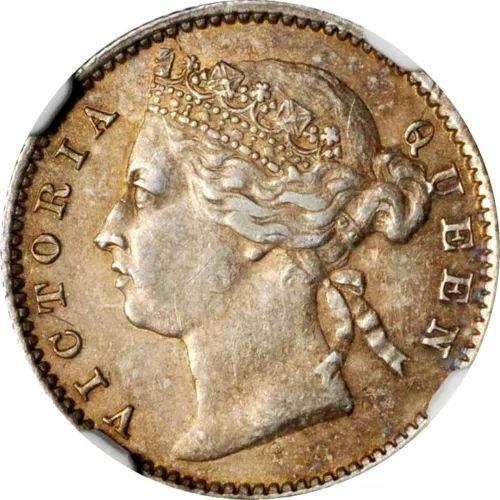 1884 Straits Settlements 10 Cents, NGC AU 55, Crosslet 4 Variety, Malaysia
