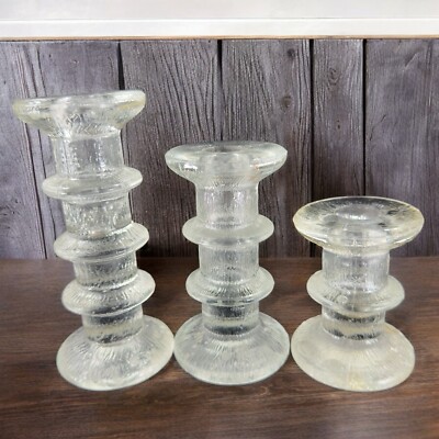 Luminarc Nordic Candle Holders Set 3 Clear Textured Votive Candle Stick Holder