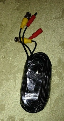 60 Feet Long Unbranded CCTV Video and Power 12v DC Cable New - 第 1/1 張圖片