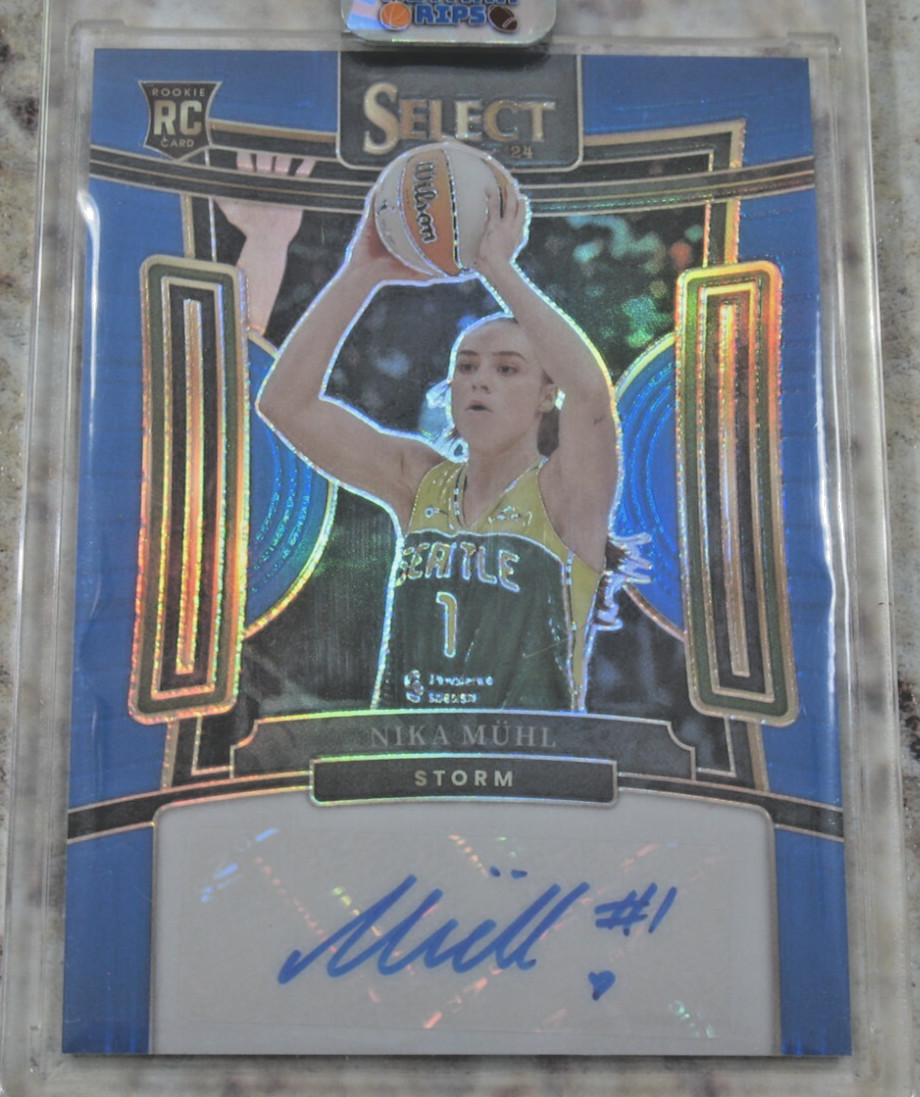 2024 Select WNBA Nika Muhl Blue Prizm RC Rookie Auto #21/49 Seattle Storm