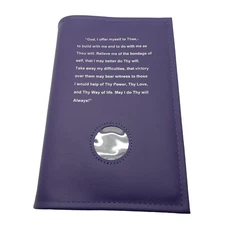 Alcoholics Anonymous AA Purple  Big Book Cover Third Step Prayer Coin Holder