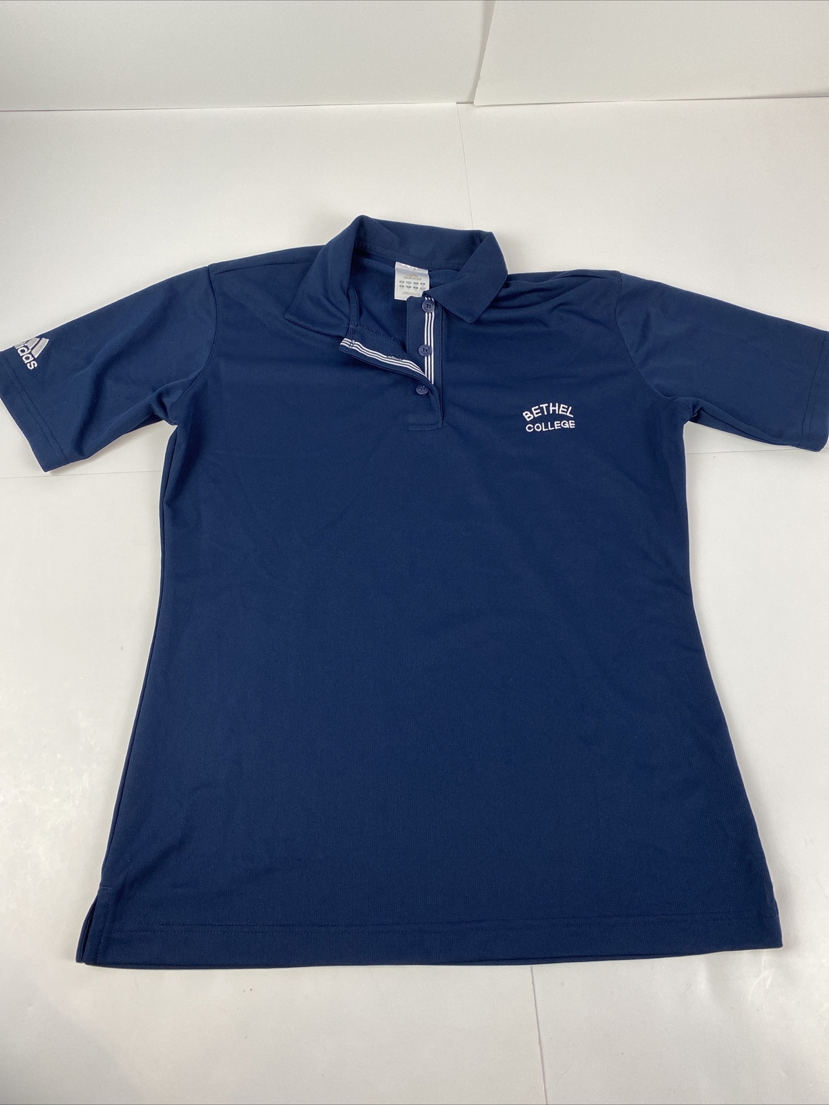 Bethel College Women’s Adidas Polo Shirt Size Small Vintage NCAA Navy Blue