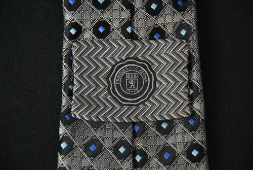 Ermenegildo Zegna Woven Silk Tie Black Gray Blue White Geometric Squares 1125RB - Picture 6 of 7