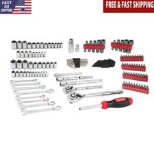 144 Piece Mechanics Tool Set Drive Sockets Wrenches ANSI Specs Durable Case New