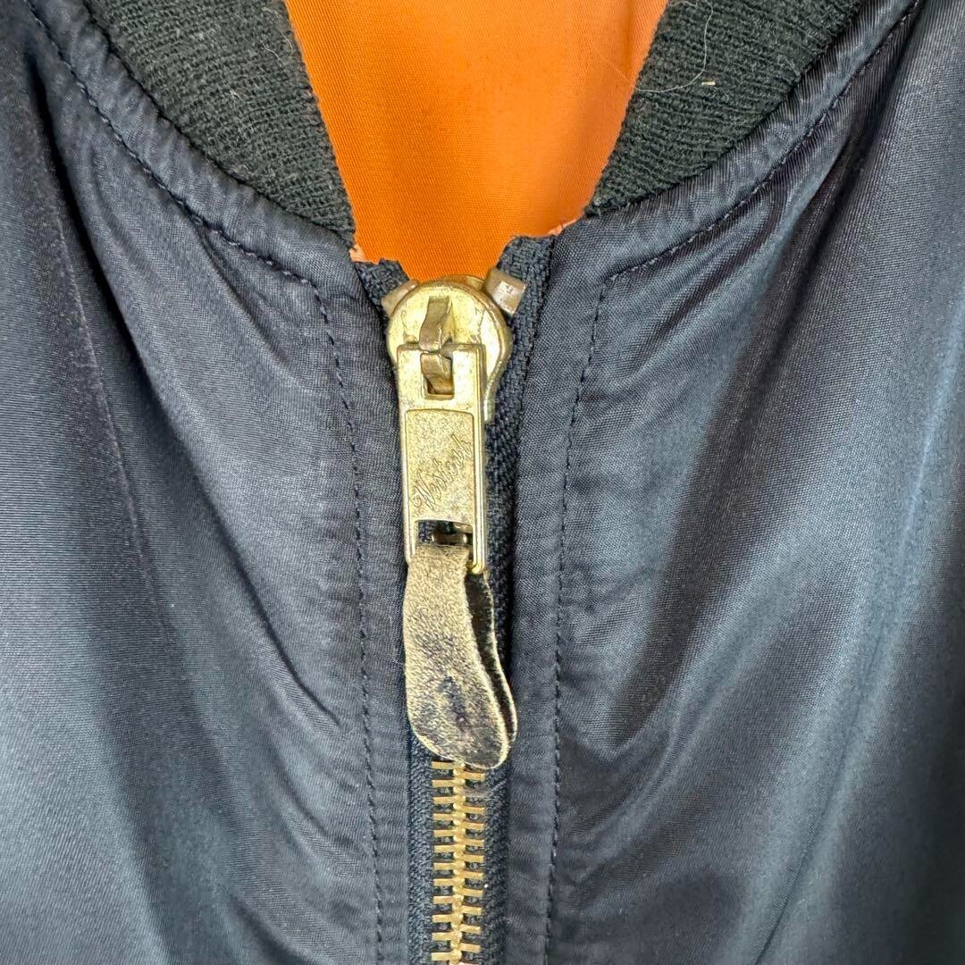 90s Vintage MA-1 Bomber Jacket Blouson Full zip Black Orange