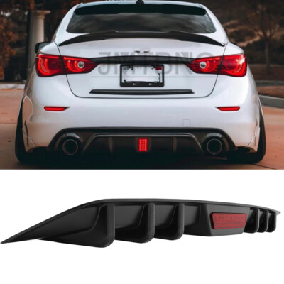 For Infiniti Q50 Q60 Rear Bumper Diffuser Shark Fin Splitter Lip Spoiler Matte