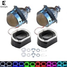 3.0 Bi Xenon Hid Projector Lens With Square Dtm Halo Rings Black Chrome Housing