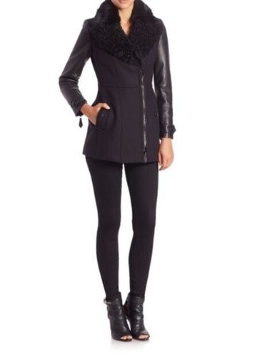 Burberry Brit Gradbridge Genuine Shearling Leather Trim Coat 2 US $1,995 - Picture 3 of 10