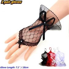 Damen Hochzeit Braut Spitze Handgelenk Handschuhe Fingerlose Bow Lolita Fairy