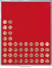 LINDNER-2502-M&uuml;nzboxen-Standard-Grau-Hellrot-99x-19,25-mm-2-Cent-&euro;-2-Pf.