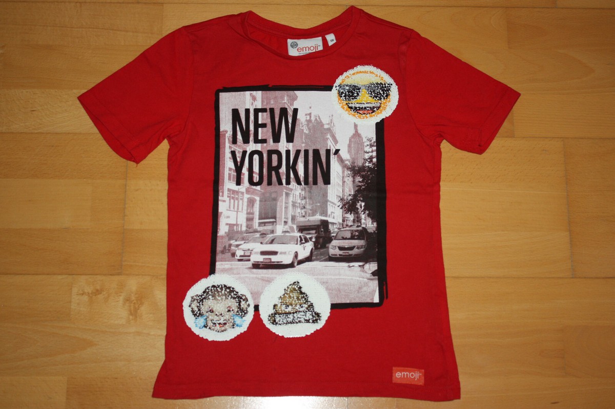 T-Shirt emoji C&A Palomino rot Jungen 122/128 Wende Pailletten new