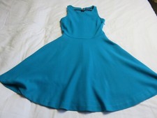 ZARA PRETTY & PLAIN DEEP TURQUOISE BLUE SKATER STYLE SLEEVELESS DRESS UK 6