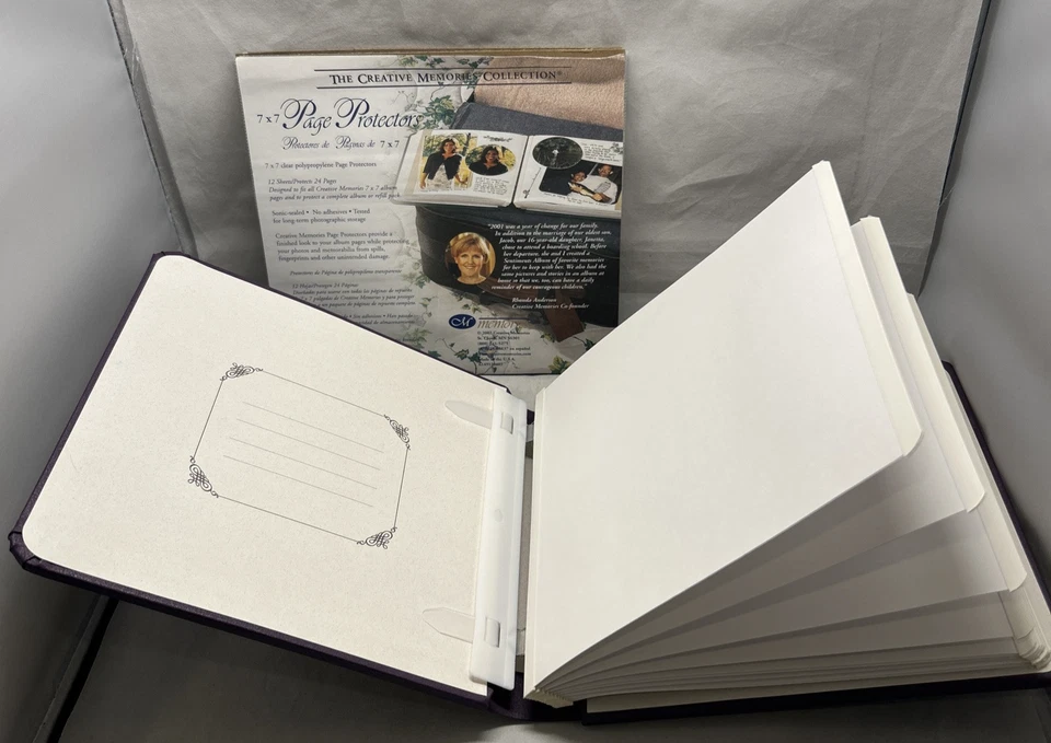 Álbum Creative Memories ciruela púrpura 7x7 con páginas blancas y 12 protectores Foto 2 de 3