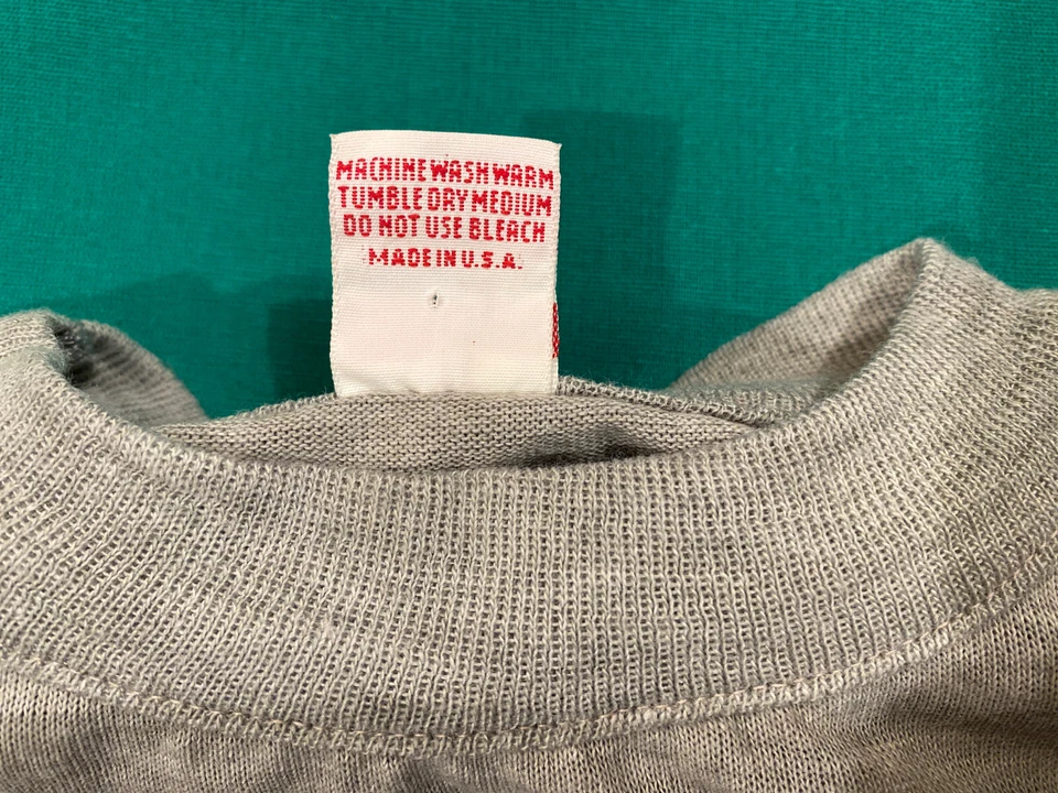 Camiseta De Colección Años 70 Tejida Manga Larga Pequeña XS Gris Amarillo Negro Rayas Donmoor Foto 3 de 4