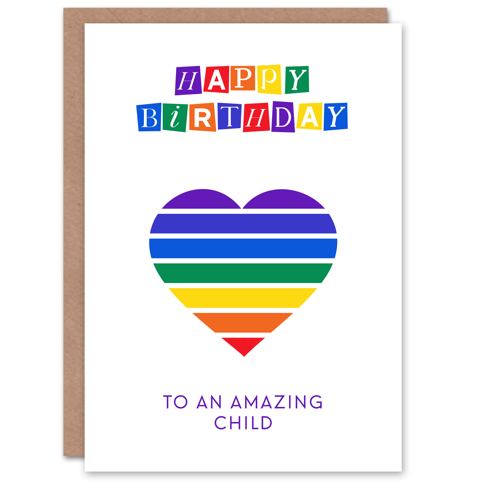 Happy Birthday Amazing Child Rainbow Love Heart Non Binary Gender Neutral Card