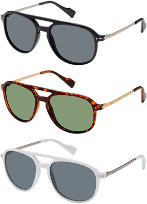 Ben Sherman Reggie Polarized Men's Slim Temple Pilot Sunglasses - BSREGGIE