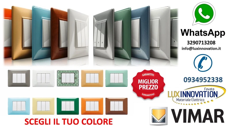 PLACCHE VIMAR PLANA 3 4 6 POSTI VARI COLORI PLACCA VIMAR PLANA TECNO POLIMETRO