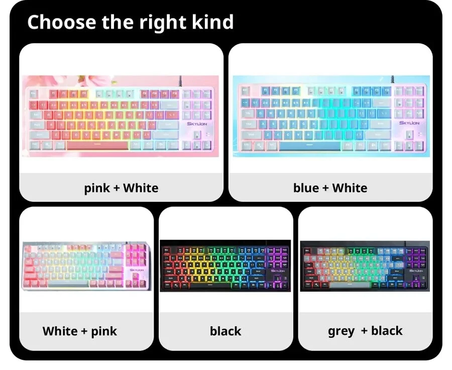 Wired Mechanical Keyboard with Lighting for Gaming Office Windows iOS Systems
