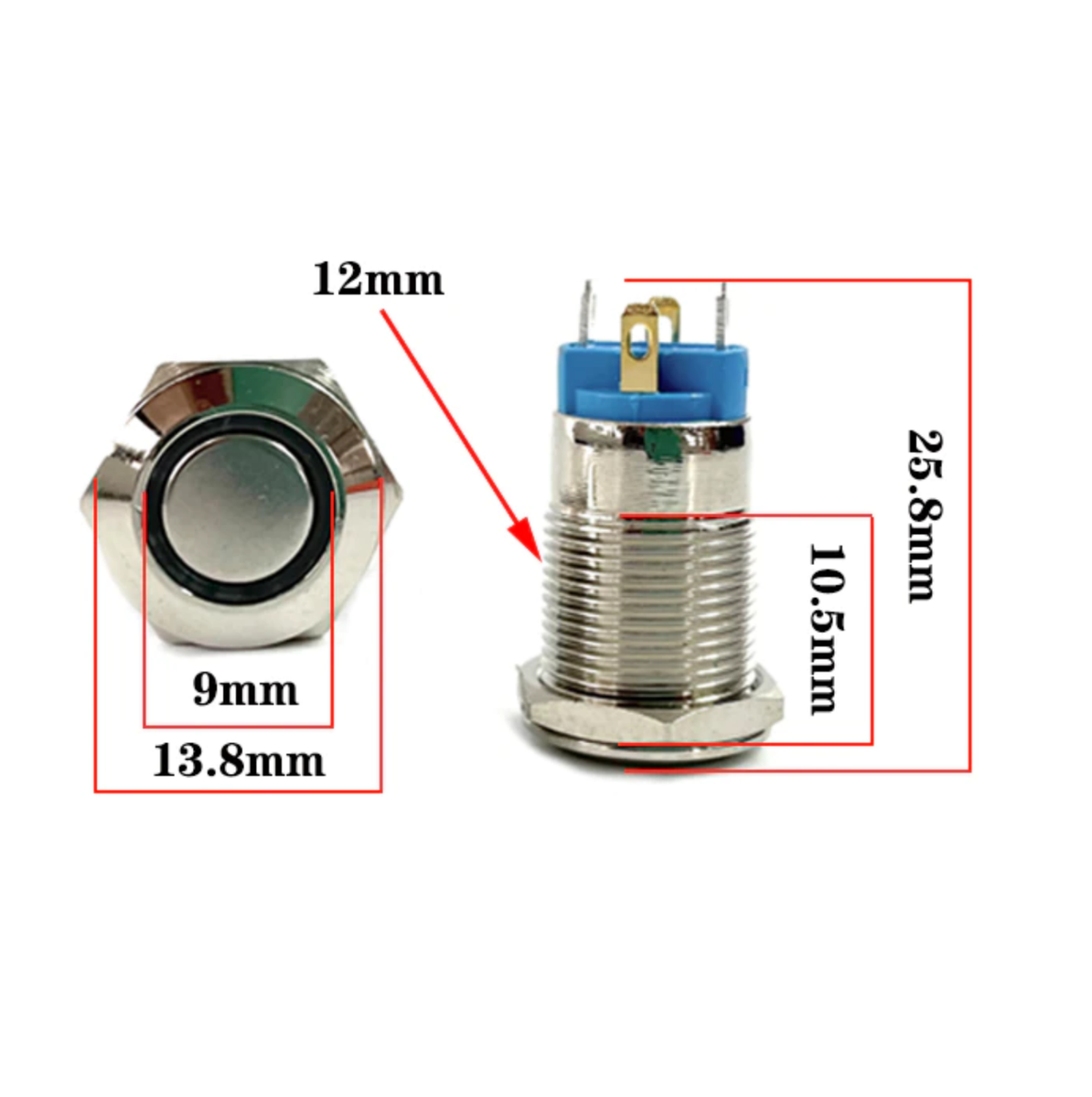 Pulsador Presostato Con LED 4 Pines - Funciona A 12V, 24V Y Hasta 220V, Ideal Para Coches, Barcos O Paneles