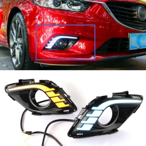 2PCS LED DRL Turn Indicator Signal Lamps Fog lights Fit For Mazda 6 2014-2016 - Picture 1 of 12