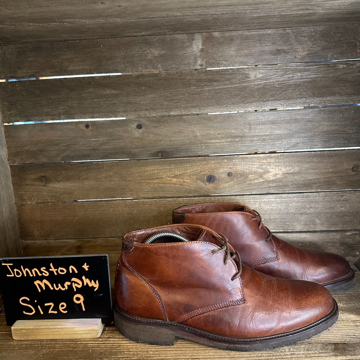 Mens JOHNSTON & MURPHY Brown leather lace up chukka boots- Size 10.5 Johnston & Murphy Brown Leather Chukka Boots main image 2
