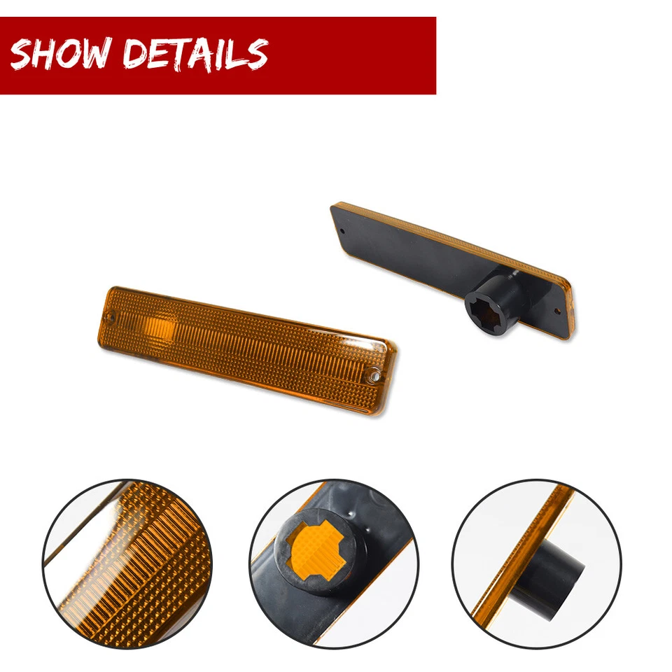 Luces marcadoras laterales delanteras con lente ámbar para Jeep CJ5 CJ6 CJ7 CJ8 SJ Wagoneer J10 J20 Foto 3 de 4