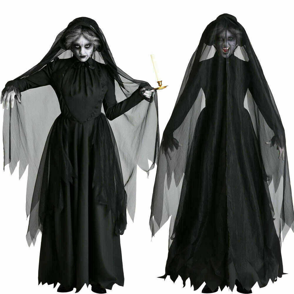  Sriper Women's Masquerade Ghost Bride Cosplay Outfit Halloween  Vampire Costume Party Night Club Dresses with Capes Glove Pant : Clothing