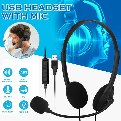 USB Noise Cancelling Headset Headphones 