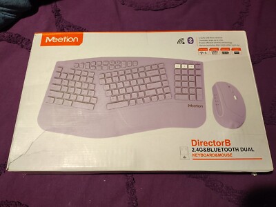 Meetion Director B Ergonomic Cordless Split Keyboard 3D Mouse Purple Game Work