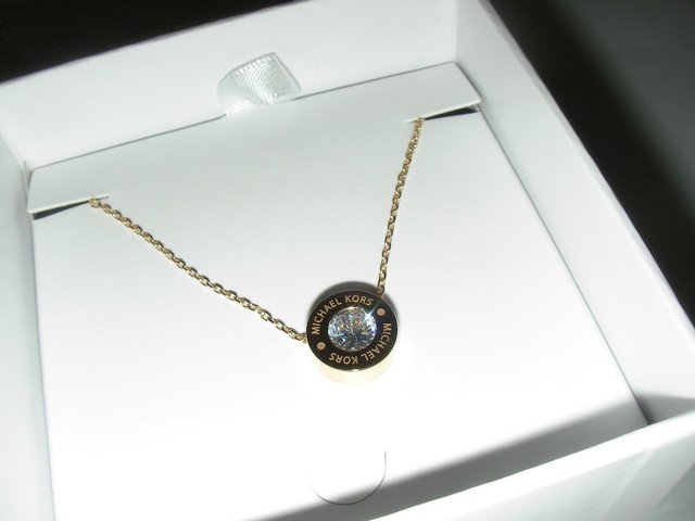 NEW Michael Kors Women's Gold-Tone Disc Pendant Necklace