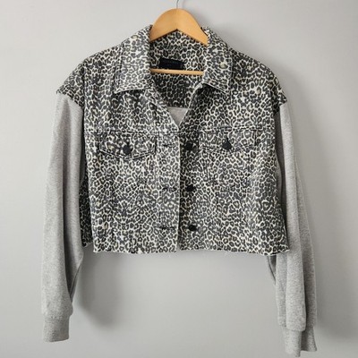 All Saints Womens Anders Jacket Mixed Media Cropped Jacket Size M/L