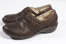 UGG Anila Brown Leather Slip On Clogs Women's Sz 7 US 38 EUR Fur Lined
