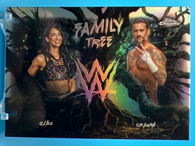 CM Punk AJ Lee 2026 Topps Chrome WWE Family Tree Insert Refactor