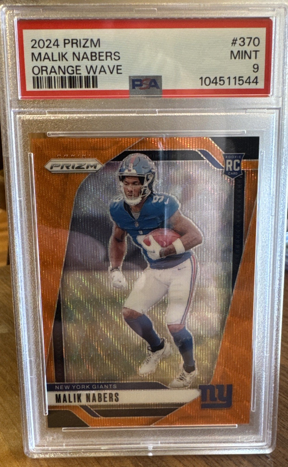 PSA 9—#60! 2024 Panini Prizm Malik Nabers #370 Orange Wave Prizm RC low pop🔥
