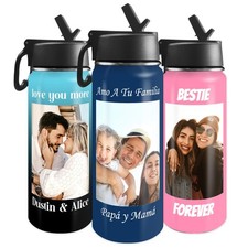 Personalized Photo Water Bottles, 18oz/32oz Custom 18 Ounces, Design 2