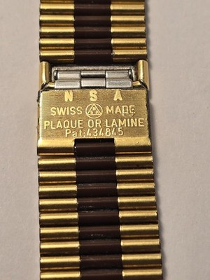 Rare Vintage NSA Swiss Made Two-Tone Rolled Gold Watch Bracelet