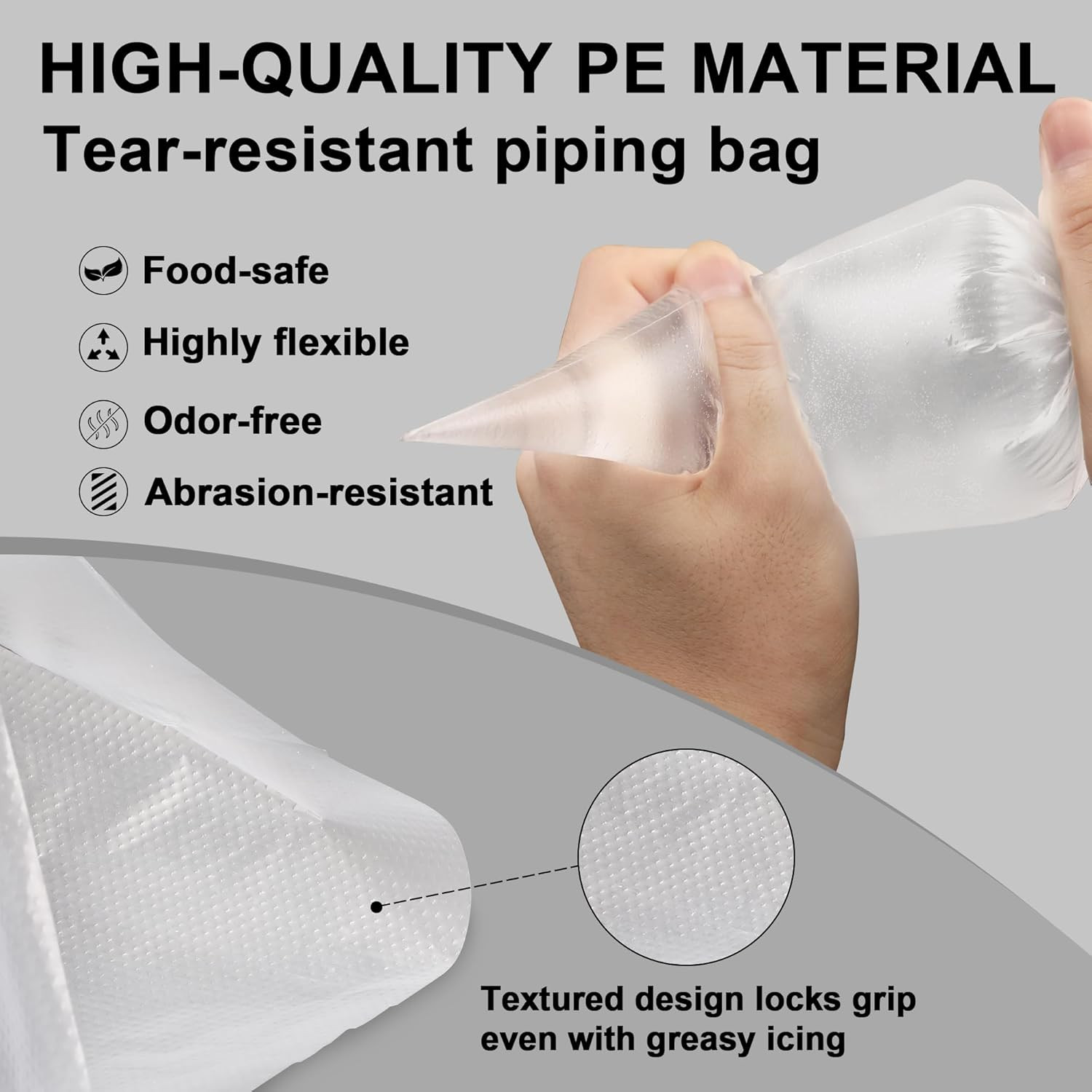 100PCS Disposable Piping Bags 12 Inch Pastry Icing Bags with Twist Ties