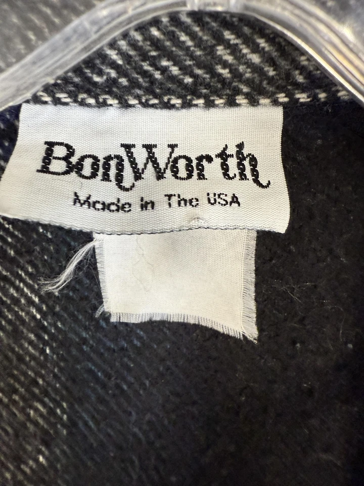 Chaqueta BonWorth para mujer grande azul negra a cuadros botones parche bolsillos hecha en EE. UU. Foto 4 de 4