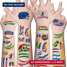 Awinmay 45 Pcs Soccer Tattoos - World Cup Temporary Tattoos for Kids Adult Teens