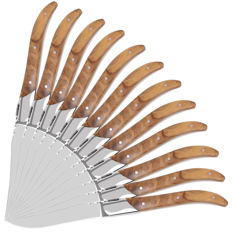 Luvcosy Laguiole Style Steak Knife Set Of 12 Non-Serrated Steak Knife Set Olive
Opens in a new windo