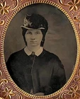 1/9th Plate Tintype - Woman in Fancy Hat - Revenue Stamp - Union Case
