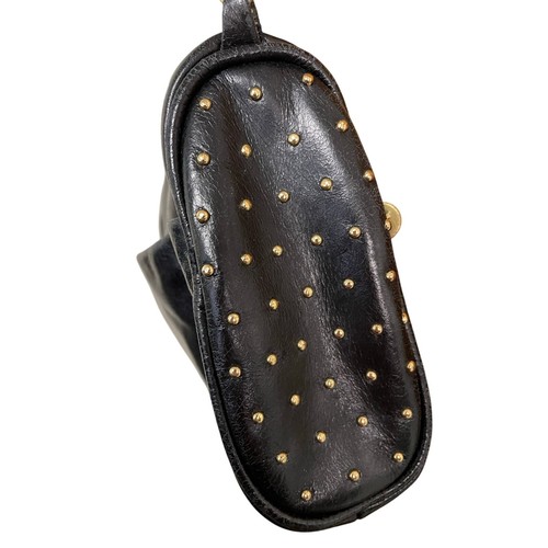 Hobo Umhängetasche goldfarben Nieten klein schwarz Leder - Bild 5 von 7