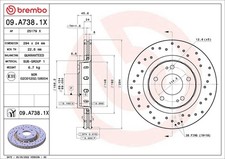 2x BREMBO Bremsscheibe XTRA LINE - Xtra 09.A738.1X für PEUGEOT 4007 Van HDi 16V