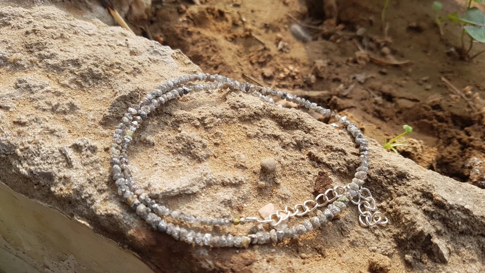 Collana in argento sterling 925 con pietre preziose con diamanti bianchi +... - Immagine 3 di 4