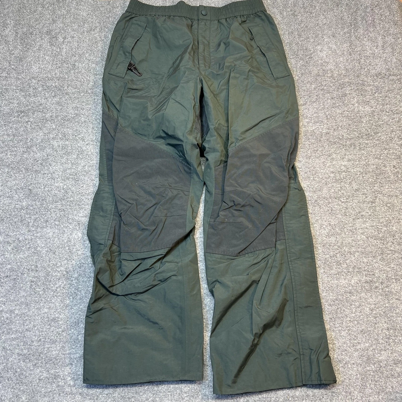 Cabela's Pants Mens Large 34x30 Green Nylon Rain Elastic Waist Outdoor Hunting